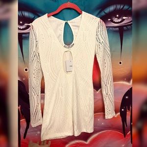 White Faux Knit Romper